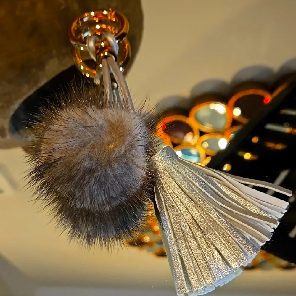 Mink keychain keyring. Just 1. Genuine mink puff...nwot